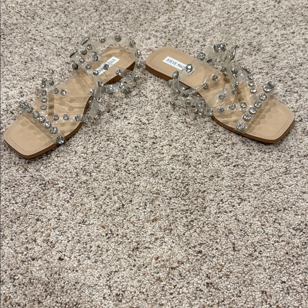 Steve Madden Clear Sandals with Silver Studs